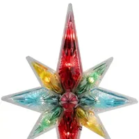 10.75'' Multi Colored Faceted Star of Bethlehem Christmas Tree Topper  Clear Lights