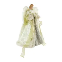 18'' Lighted White and Gold Angel in a Dress Christmas Tree Topper - Warm White Lights