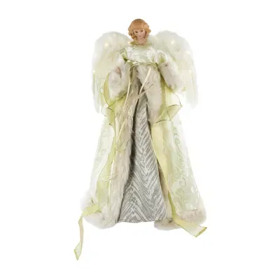 18'' Lighted White and Gold Angel in a Dress Christmas Tree Topper - Warm White Lights