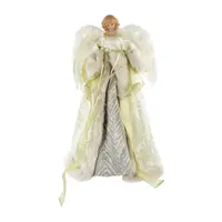 18'' Lighted White and Gold Angel in a Dress Christmas Tree Topper - Warm White Lights