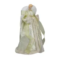 18'' Lighted White and Gold Angel in a Dress Christmas Tree Topper - Warm White Lights