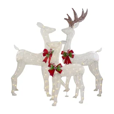 Set of 3 LED Lighted Glittered Reindeer Family Outdoor Christmas Decorations