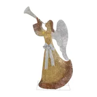 60'' Gold LED Lighted Angel with Trumpet Outdoor Christmas Decoration