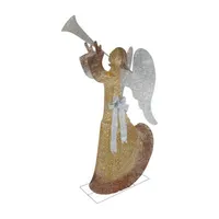 60'' Gold LED Lighted Angel with Trumpet Outdoor Christmas Decoration