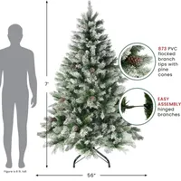 7' Flocked Angel Pine Artificial Christmas Tree - Unlit