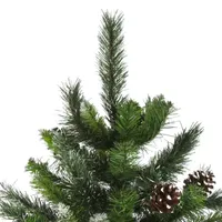 6.5' Full Snowy Delta Pine with Pine Cones Artificial Christmas Tree - Unlit