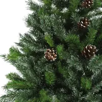 6.5' Full Snowy Delta Pine with Pine Cones Artificial Christmas Tree - Unlit