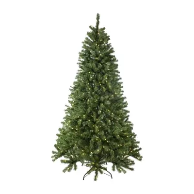 7.5' Pre-Lit Full Multi-Function Basset Pine Artificial Christmas Tree - Dual Color LED lights
