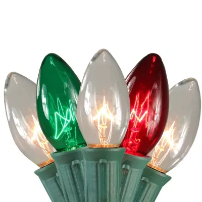 Set of 15 Lighted Red  Clear and Green C9 Christmas Pathway Marker Decor