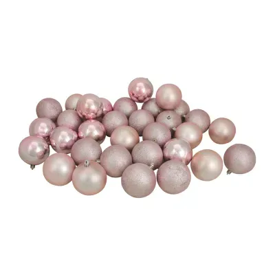 32ct Blush Pink Shatterproof 4-Finish Christmas Ball Ornaments 3.25'' (80mm)