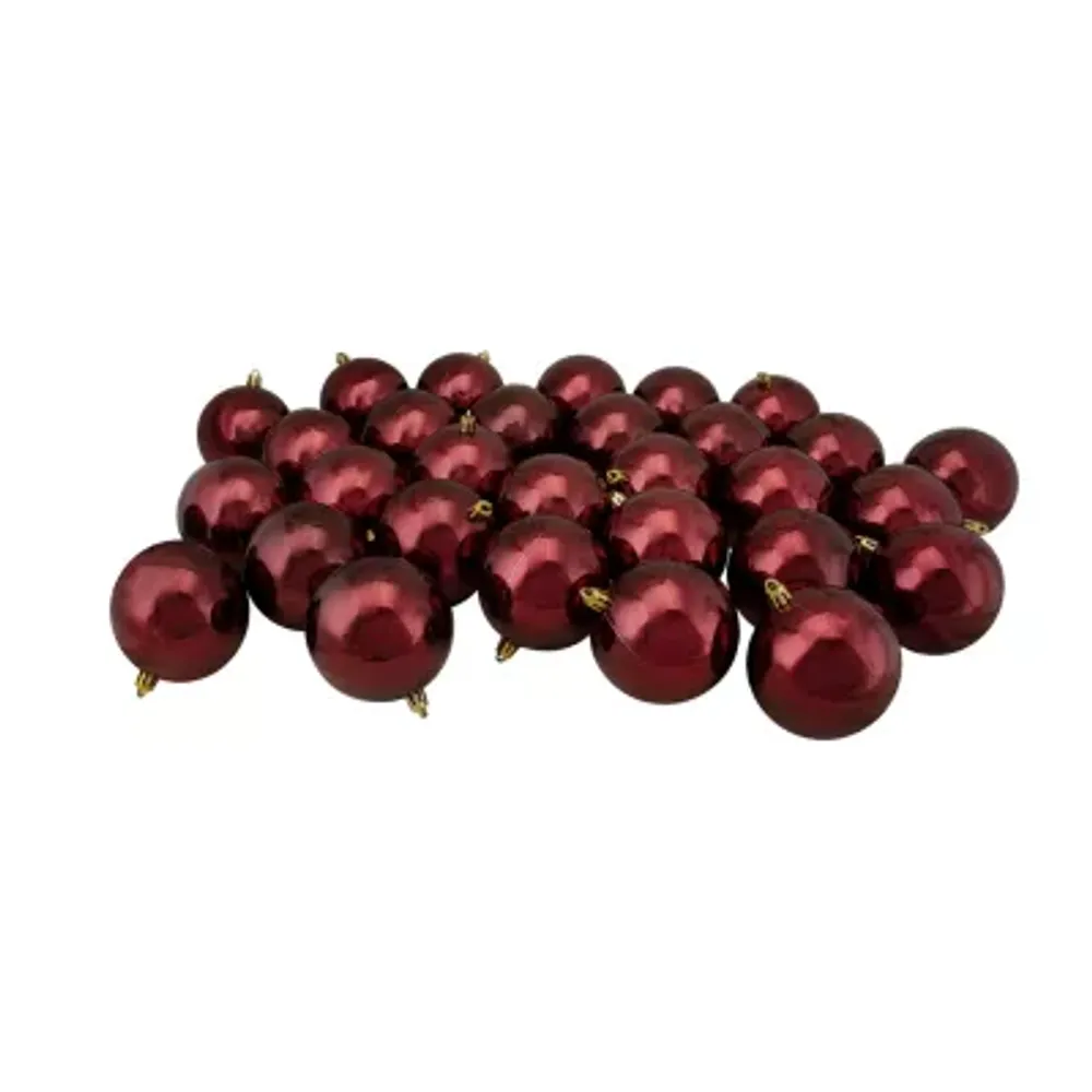 32ct Burgundy Red Shatterproof Shiny Christmas Ball Ornaments 3.25'' (82mm)