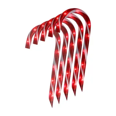 Set of 10 Lighted Outdoor Candy Cane Christmas Pathway Markers 12"