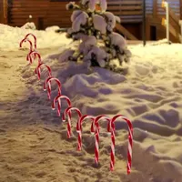 Set of 10 Lighted Outdoor Candy Cane Christmas Pathway Markers 12"