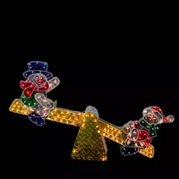 48'' Yellow and Red Pre-Lit Holographic Snowmen on See Saw Outdoor Christmas Decor