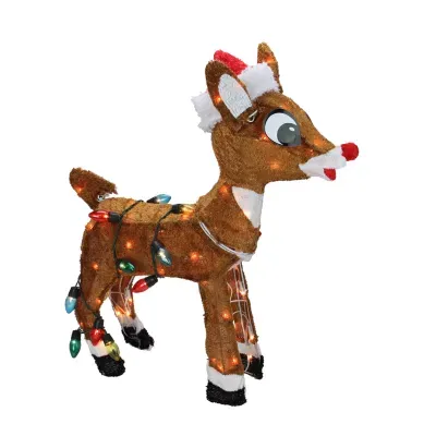 24'' Lighted Rudolph with String Lights Christmas Outdoor Yard Decoration