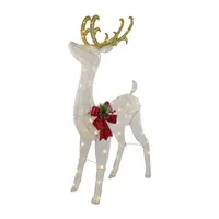 48'' LED Lighted Glitter Reindeer with Sleigh Outdoor Christmas Decoration