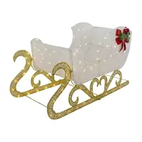 48'' LED Lighted Glitter Reindeer with Sleigh Outdoor Christmas Decoration