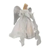 12'' Lighted Silver Angel with Wings Christmas Tree Topper