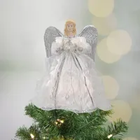 12'' Lighted Silver Angel with Wings Christmas Tree Topper - Clear Lights