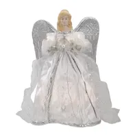 12'' Lighted Silver Angel with Wings Christmas Tree Topper - Clear Lights