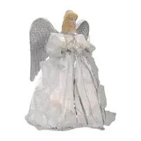 12'' Lighted Silver Angel with Wings Christmas Tree Topper - Clear Lights