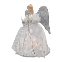 12'' Lighted Silver Angel with Wings Christmas Tree Topper - Clear Lights