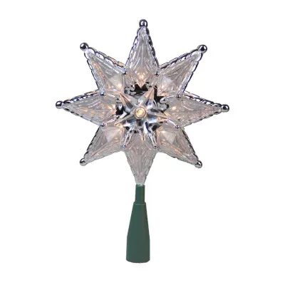 8'' Silver and Clear Mosaic Star Lighted Christmas Tree Topper - Clear Lights