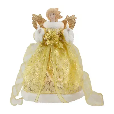 12'' Lighted Gold Angel with Wings Christmas Tree Topper - Clear Lights