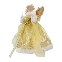 12'' Lighted Gold Angel with Wings Christmas Tree Topper - Clear Lights