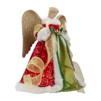 12'' Lighted Red and Green Angel with Wings Christmas Tree Topper - Clear Lights