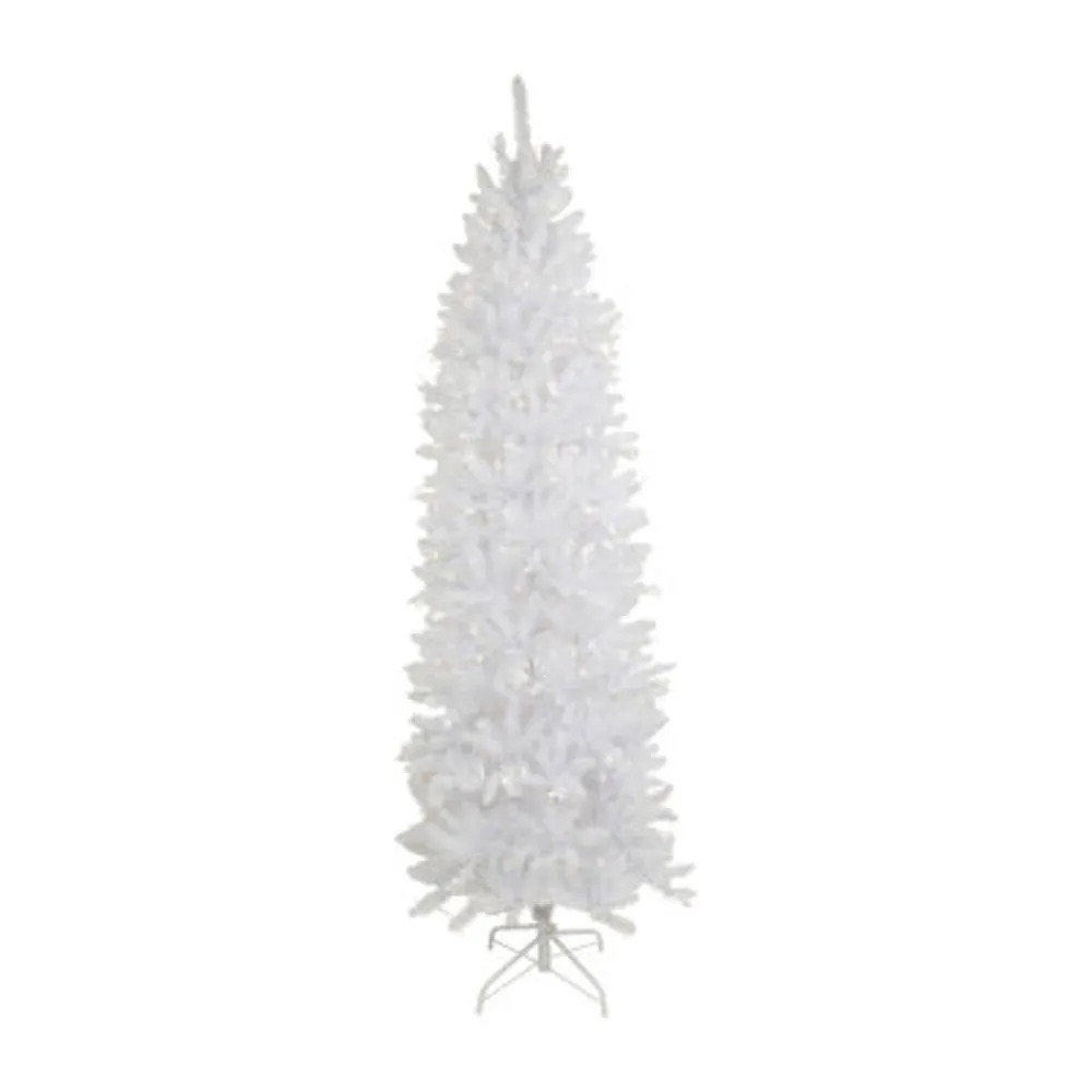 7.5' Pre-Lit Rapids White Pine Pencil Artificial Christmas Tree  Clear Lights