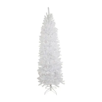 7.5' Pre-Lit Rapids White Pine Pencil Artificial Christmas Tree  Clear Lights
