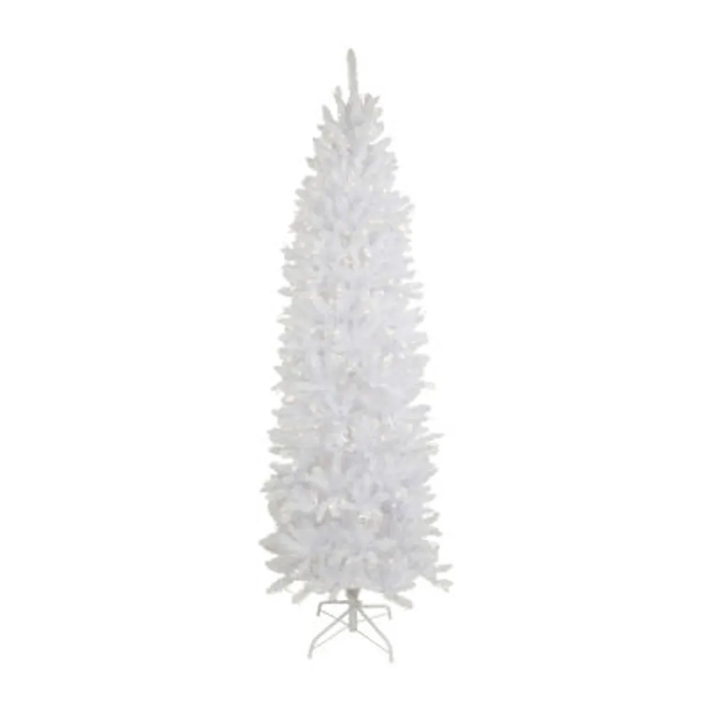 9' Pre-Lit Rapids White Pine Pencil Artificial Christmas Tree  Clear Lights