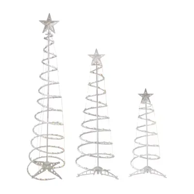 Set of 3 Clear Lighted Spiral Christmas Trees - 3'  4'  and 6'