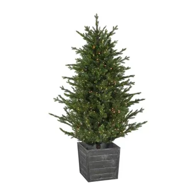 6' Pre-Lit Potted Deluxe Russian Pine Artificial Christmas Tree  Warm White LED Lights