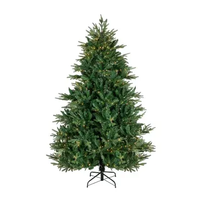 6.5' Pre-Lit Juniper Pine Artificial Christmas Tree  Warm White LED Lights