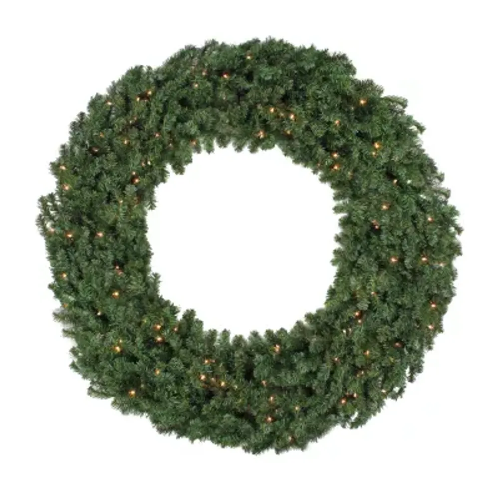 5' Pre-Lit Commercial Canadian Pine Artificial Christmas Wreath  Clear Lights