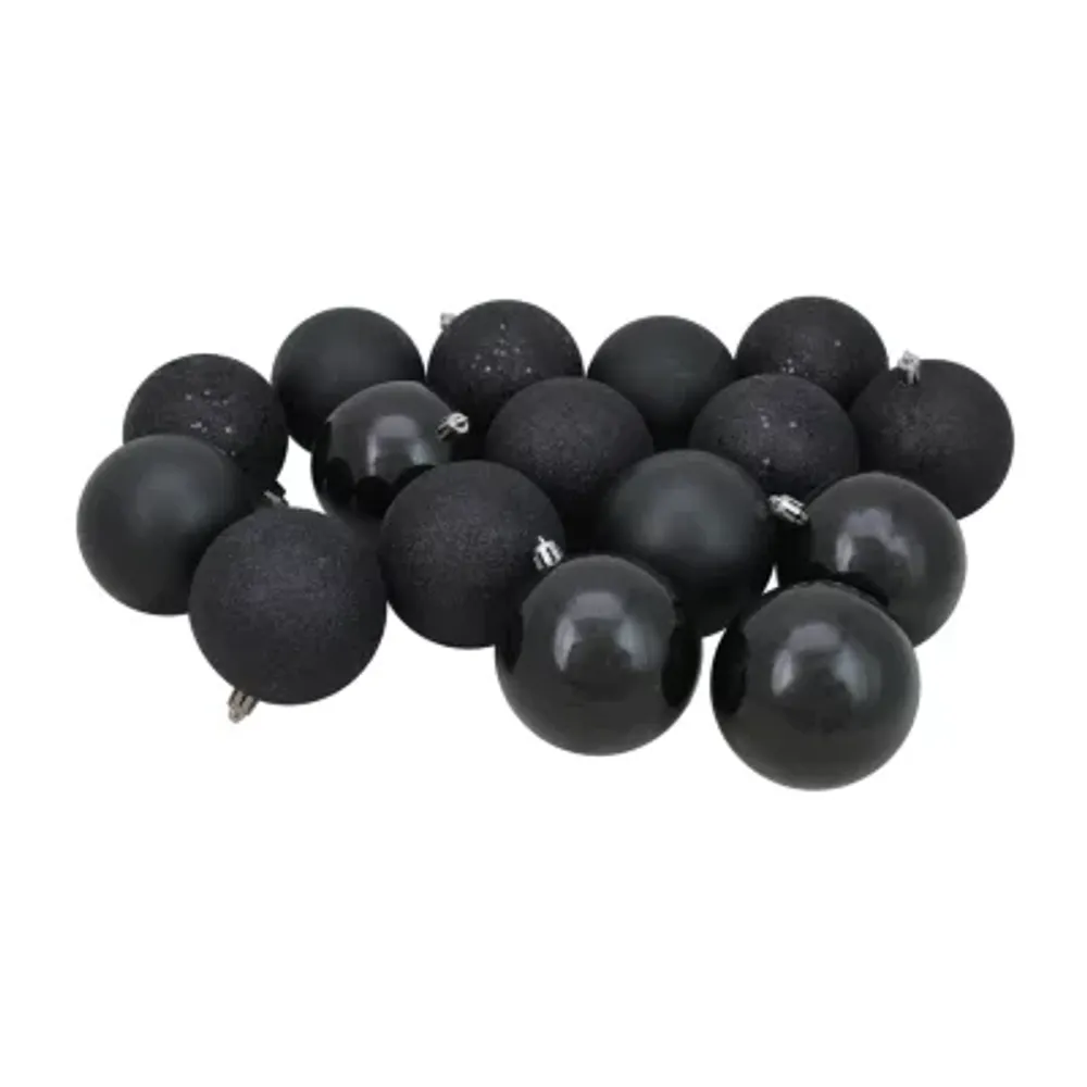 Jet Black 4-Finish Ball 32-pc. Christmas Ornament