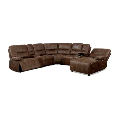 Living Room Collection 5-pc. Pad-Arm Upholstered Reclining Sectional