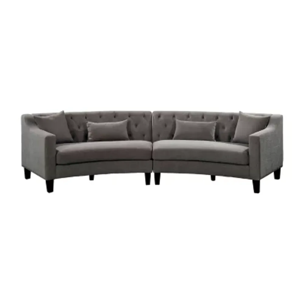 Living Room Collection 2-pc. Curved Slope-Arm Upholstered Tufted Sectional