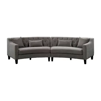 Living Room Collection 2-pc. Curved Slope-Arm Upholstered Tufted Sectional