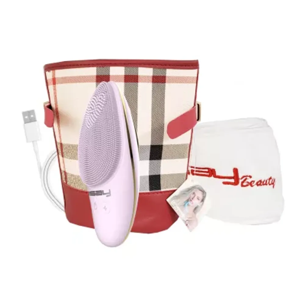 LINSAY Facial Cleansing Brush with LED Photon Therapy Bundle with USB Cable Headband and Bag