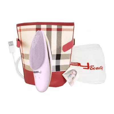 LINSAY Facial Cleansing Brush with LED Photon Therapy Bundle with USB Cable Headband and Bag
