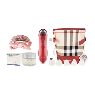 LINSAY Microdermabrasion and Pore Cleaner Device Bundle with le preel Paris Organic Day Time Cream USB Cable Headband and Bag