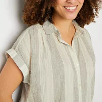 a.n.a Womens Short Sleeve Camp Shirt