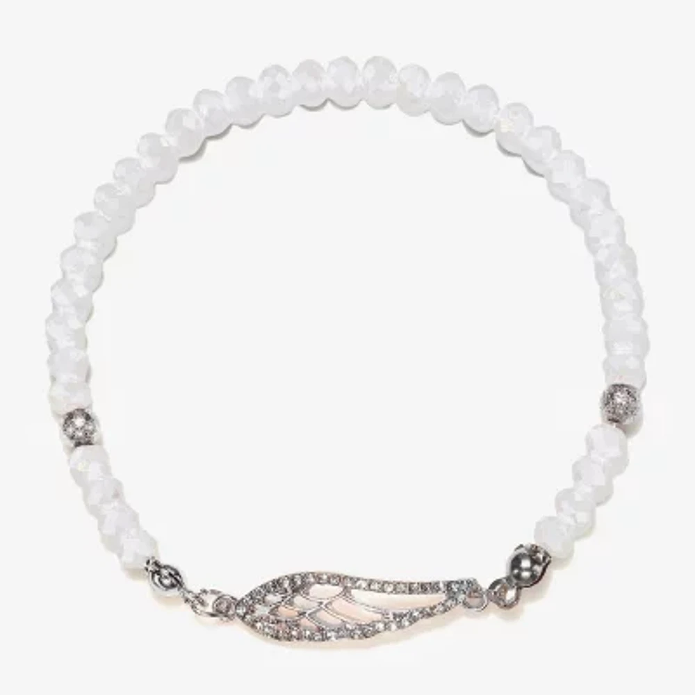 Bijoux Bar Delicates Silver Tone Glass Wing Stretch Bracelet