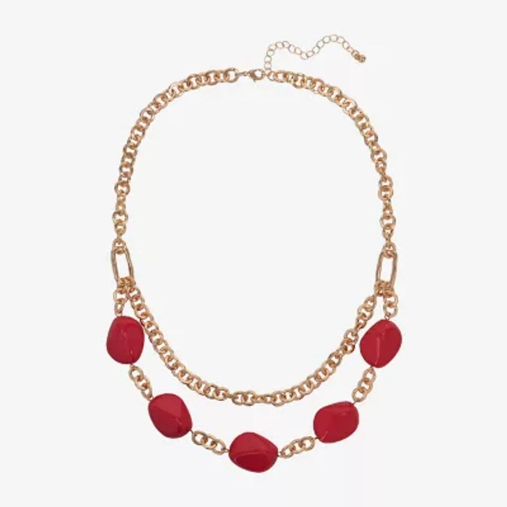 Mixit Gold Tone 20 Inch Cable Beaded Necklace