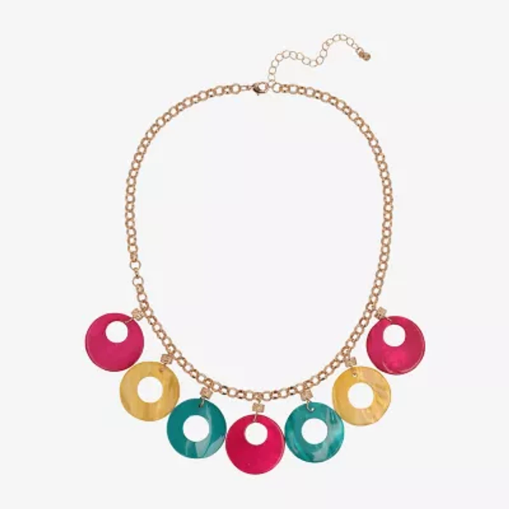 Mixit Gold Tone 18 Inch Cable Round Statement Necklace