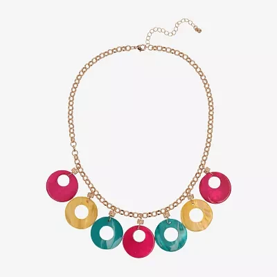 Mixit Gold Tone 18 Inch Cable Round Statement Necklace