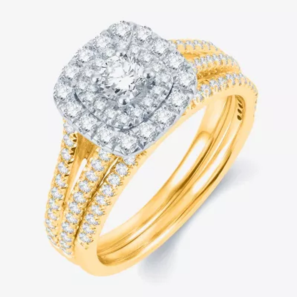 Modern Bride® Signature 1 CT.T.W. Natural Diamond 14K White Gold Bridal Ring Set